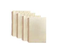 Cregugua 4 Pack A5 Wood Cover Jounal Notebook 40 Sheets Sketchbook 8.5 x 5.8 in Unlined Spiral Notebook for Crafting Project,Small Scrapbook
