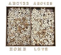 Cregugua 592 Pieces 1/2 Inch Mini Wooden Alphabet Letters and Unfinished Wood Numbers with Rustic Storage Tray for Scrapbooking DIY Crafts Homemade Gifts