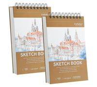 Crehatos 5.5" x 8.5" Sketch Book, Top Spiral Bound Sketch Pad, 100 Sheets Each 68lb/100gsm Drawing Paper, 2 Pack