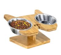 CREHNIL Slanted Angled Tilted Dog Bowls for French Bulldogs Personalized Frenchie Raised Stainless Steel Food Bowl Dog Dishes with Stand Feeder Station