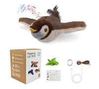 Creims Upgraded Flappy Chase Cat Toy, Interactive Chirping Bird Cat Toy with Remote Control, Chirping Bird Cat Toy Flapping Wings, Flying Interactive Simulation Electric Cat Toy (Brown)