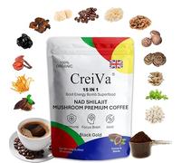 CreiVa 15-in-1 Instant Coffee, Chocolate Flavor Arabica with Shilajit, 10 Mushrooms, NAD+, Stevia | Anti-Aging, Energy & Focus | Pre/Post Workout Drink for Men & Women, 150g