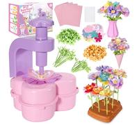 Crelloci Butterfly Flower Press Craft Kit for Girls - DIY Flower Pressing Crafts for Kids with Vase & Base - Creative Bouquet Making Set for Birthday Gifts for 5 6 7 Year Old Girls