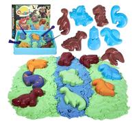 Crelloci Dinosaur Magic Sensory Sand Set for Kids, 1.1 lbs Sand with 8 Dino Molds & Tools, Creative Dino World Toy Kit Gift for Boys Girls Age 3+