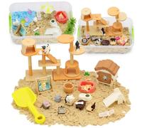 Crelloci Double-Layer Pet Magic Sand Playset, 500g Magnetic Sand Sensory Bin with Cat & Dog Figures, Mess-Free Sand Toy Kit for Kids, Creative Sensory Play, Gift for Boys & Girls Age 3+