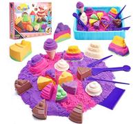Crelloci Ice Cream & Dessert Shop Magic Sensory Sand Set for Kids, 1.1 lbs Sand with Cake Molds & Tools, Pretend Play Toy Kit Gift for Boys Girls Age 3-5