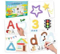 Crelloci Preschool Learning Cards for Toddlers Ages 2-5, Alphabet Uppercase & Lowercase, Numbers 1-10 and Shapes, Reusable Tracing Mats for Modeling Dough Activities (Dough Not Included)