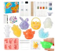 Crelloci Taba Squishy Making Kit for Kids 6-12 - Glow in the Dark Challenge Kit with Silicone Molds, DIY Squishy Maker Set with Glitter & Glow Powder