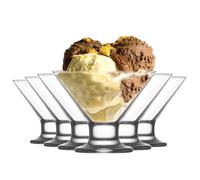 LAV 6x Clear 11cm Crema Glass Ice Cream Bowls - Small Kids Sundae Trifle Fruit Cocktail Dessert Serving Cups Dishes Set