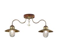 Cremasco Faro ceiling light, wood and brass