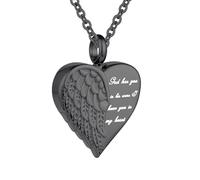 Cremation Heart Urn Necklace Ashes Jewelry for Women Men with Mini Keepsake Urn Memorial Ashes Jewelry - God has you in his arms I have you in my heart