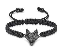 Cremation Jewellery Wolf Head Urn Bracelet for Ashes Women Men Memorial Urn Adjustable Artificial Braided Ash Keepsake Urn Bracelet, Stainless Steel