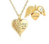 Cremation Jewelry Angel Wing Heart Urn Necklaces for Ashes Memorial Keepsake Pendant for Women Men