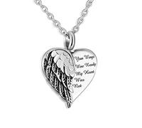 Cremation Jewelry for Ashes Engraved“Your Wings were Ready but My Heart was Not”Heart Urn Necklace Memorial Pendant