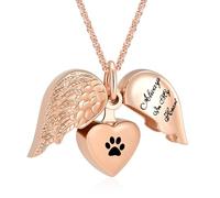 Cremation Jewelry for Ashes for Dad/Mom Family Angel Wing Heart Urn Necklaces for Ashes for Women Always in My Heart Memorial Ashes Lockets, Stainless Steel, No Gemstone