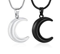 Cremation Jewelry for Ashes Necklace Cremation Moon Pendant,Urn Necklaces for Ashes for Woman,Keepsake Urn Memorial Jewelry - Human Pet Urns, Metal, stainless steel