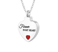 Cremation Jewelry for Ashes Pendant - Crystal Birthstone Heart Urn Necklace with Mini Keepsake Urn Memorial Ashes Jewelry for Women - Forever In My Heart