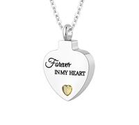 Cremation Jewelry for Ashes Pendant - Crystal Birthstone Heart Urn Necklace with Mini Keepsake Urn Memorial Ashes Jewelry for Women - Forever In My Heart