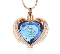 Cremation Jewelry for Ashes Pendant - Crystal Heart Urn Necklace with Mini Keepsake Urn Memorial Ash Jewelry
