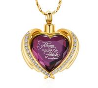 Cremation Jewelry for Ashes Pendant - Crystal Heart Urn Necklace with Mini Keepsake Urn Memorial Ash Jewelry