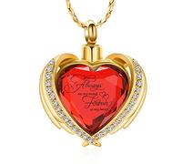 Cremation Jewelry for Ashes Pendant - Crystal Heart Urn Necklace with Mini Keepsake Urn Memorial Ash Jewelry