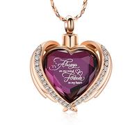 Cremation Jewelry for Ashes Pendant - Crystal Heart Urn Necklace with Mini Keepsake Urn Memorial Ash Jewelry