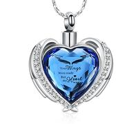 Cremation Jewelry for Ashes Pendant - Crystal Heart Urn Necklace with Mini Keepsake Urn Memorial Ash Jewelry