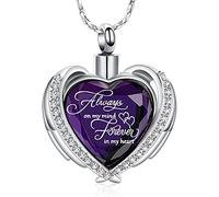 Cremation Jewelry for Ashes Pendant - Crystal Heart Urn Necklace with Mini Keepsake Urn Memorial Ash Jewelry