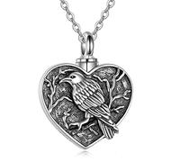 Cremation Jewelry for Ashes Sterling Silver Irish Celtic Knot Urn Pendant Necklace Raven Urn Necklaces Memorial Jewelry Gifts for Men Women Girls (Raven Urn Necklaces)