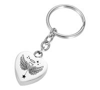 Cremation Jewelry Keychain - Ashes Necklace, Memorial Keepsake Pendant, Angel Wing Ash Holder | For Beloved With Key Ring, Praising Gift Family, Friends, Personal Storage Accessory