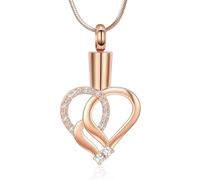 Cremation Jewelry Love Heart Urn Necklace for Ashes Birthstone Cremation Ashes Necklace I Love You Always Keepsake Jewelry Gifts for Women (Rose-white)