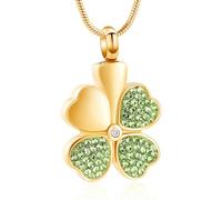 Cremation Jewelry Lucky Four Leaf Clover Urn Necklace for Ashes Stainless Steel Memorial Necklaces Ash Holder Pendant for Human Pets Keepsake Jewelry for Women Girls with Fill Tool
