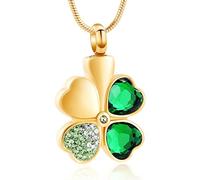 Cremation Jewelry Lucky Four Leaf Clover Urn Necklace for Ashes Stainless Steel Memorial Necklaces Ash Holder Pendant for Human Pets Keepsake Jewelry for Women Girls with Fill Tool