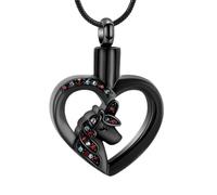 Cremation Jewelry Unicorn Heart Charm Pendant Necklace Cremation Urns Jewelry Ashes Keepsake Stainless Steel Crystal Pendant