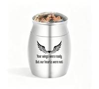 Cremation Keepsake Urn 30×40mm Airtight Ashes Jar, Wings Angel Memorial