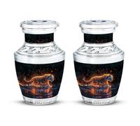 Cremation Keepsake Urns, Decorative Urn, Mini Keepsake Urns, Memorial Small Urns for Human Ashes, Funeral Urns 3''_Black, Orange | Tiger Small Hunting Urn | Small Keepsake urns for Ashes, Set of 2