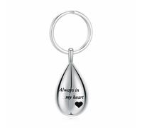 Cremation Keychain for Ashes Always In My Heart Urn Locket Cremation Jewelry Teardrop Memorial Keepsake Keychain