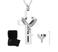 Cremation Necklace, Ash Pendant, Retractable Design, Cross Storage Pendant, Cremation Storage, Memorial for Portable, Storage, Display, Metal, See Description