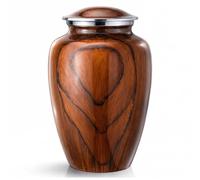 Cremation Urn aluminium for ashes (Brown Wood Grain, Large, wood grain marble)