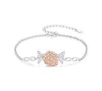 Cremation Urn Bracelet for Ashes for Women 925 Sterling Silver Oval Cubic Zirconia/Opal/Infinity Heart Rose Gold Memorial Jewellery Sympathy Gift Locket Gifts for Loss of a Loved One, 22mmX22mm, 925