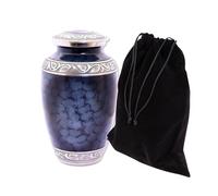 Cremation Urn for Adult Ashes - Aluminium Funeral Urn Holds 200 Cubic Inches / 3.2L / 90kg - Memorial Keepsake with Velvet Base - White, Blue, Green, Purple, Pink, Black (Blue)