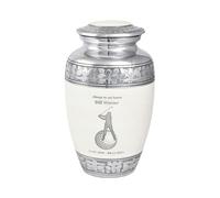 Cremation Urn for Human Ashes - Adult Large Decorative Aluminum Funeral Memorial Keepsake - Securely Holds approx. 90kg or 14 Stone Body (White-Golf, Adult Size)