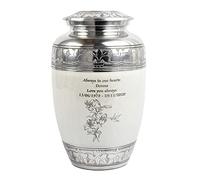 Cremation Urn for Human Ashes - Adult Large Decorative Aluminum Funeral Memorial Keepsake - Securely Holds approx. 90kg or 14 Stone Body (White-Humming Bird, Adult Size)
