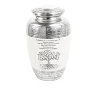 Cremation Urn for Human Ashes - Adult Large Decorative Aluminum Funeral Memorial Keepsake - Securely Holds approx. 90kg or 14 Stone Body (White-Tree, Adult Size)