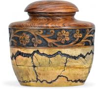Cremation Urn for Human Ashes Keepsake - Handcrafted Mix Wood Burning Funeral Urn with Threaded Lid - Memorial Burial Urns Box for Adults & Pets - Decorative Ashes Keepsake (Large)