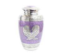 Cremation Urn for Human Ashes - Purple Aluminium Angel Wing Design - Elegant Funeral Container and Memorial Vessel Holds Remains up to 90kg or 14 Stone (Purple)
