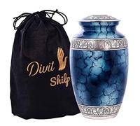 Cremation Urn for Human Ashes with Velvet Bag, for Adults up to 100 kgs, Funeral Urns by Divit Shilp (Blue, Adult)