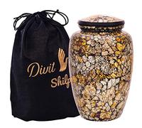 Cremation Urn for Human Ashes with Velvet Bag, for Adults up to 100 kgs, Funeral Urns by Divit Shilp (GL Mosaic, Adult)