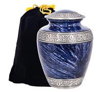 Cremation Urn for Human Ashes with Velvet Bag, for Adults up to 100 kgs, Funeral Urns by Divit Shilp (Royal Blue, Adult)