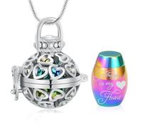 Cremation Urn Necklace for Ashes - “Always In My Heart” Hollow Cremation Jewelry Love Lantern Stainless Steel Ashes Pendant with Mini Keepsake Urn Memorial Ash Jewelry